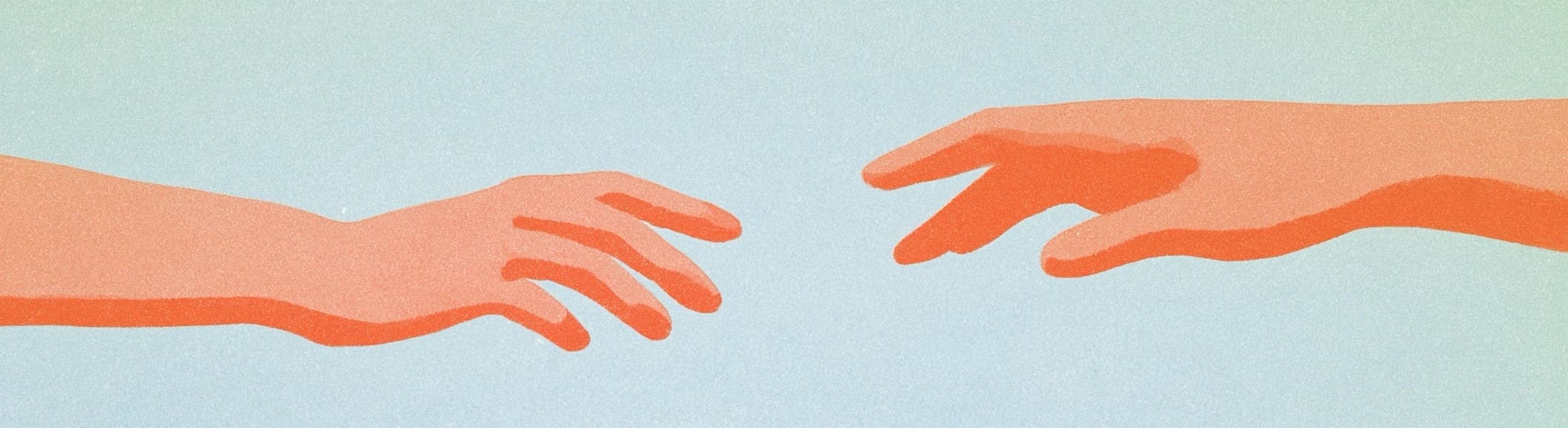 Two hands reaching toward each other